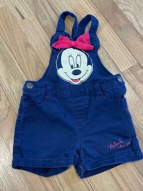 Disney Minnie Mouse Navy Denim Girls' Overall Shorts